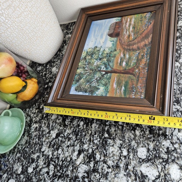 Vintage Barn Landscape Painting Framed‎ Wall Art Country Farmhouse Decor 9x12 - Picture 6 of 9